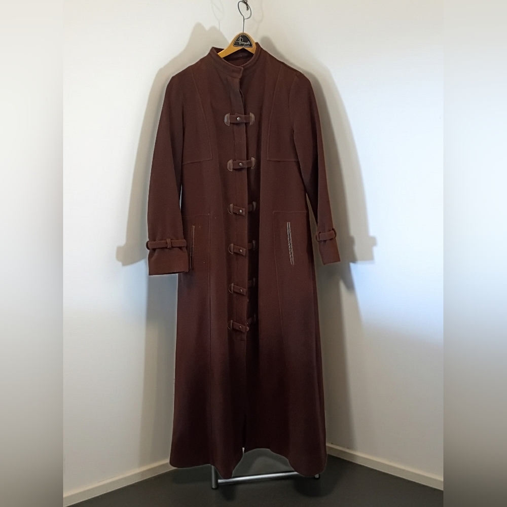 Brown Long Coat with Buttons And Snaps